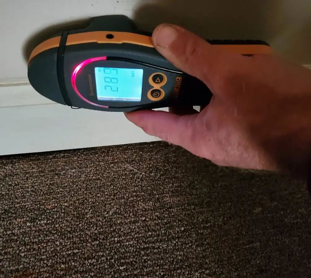 Moisture detection at baseboard during Burst Pipe Cleanup in New Hope